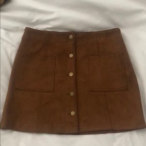 Brown felt mini skirt